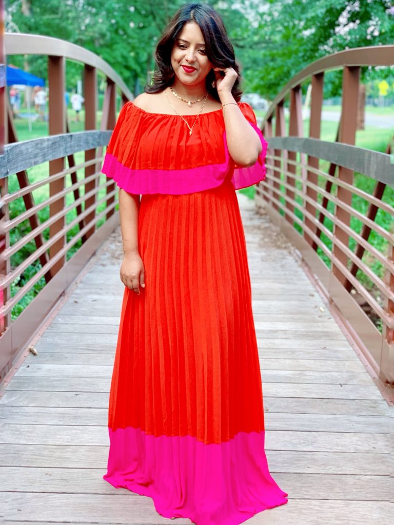 Occasion to wear a pleated maxi dress