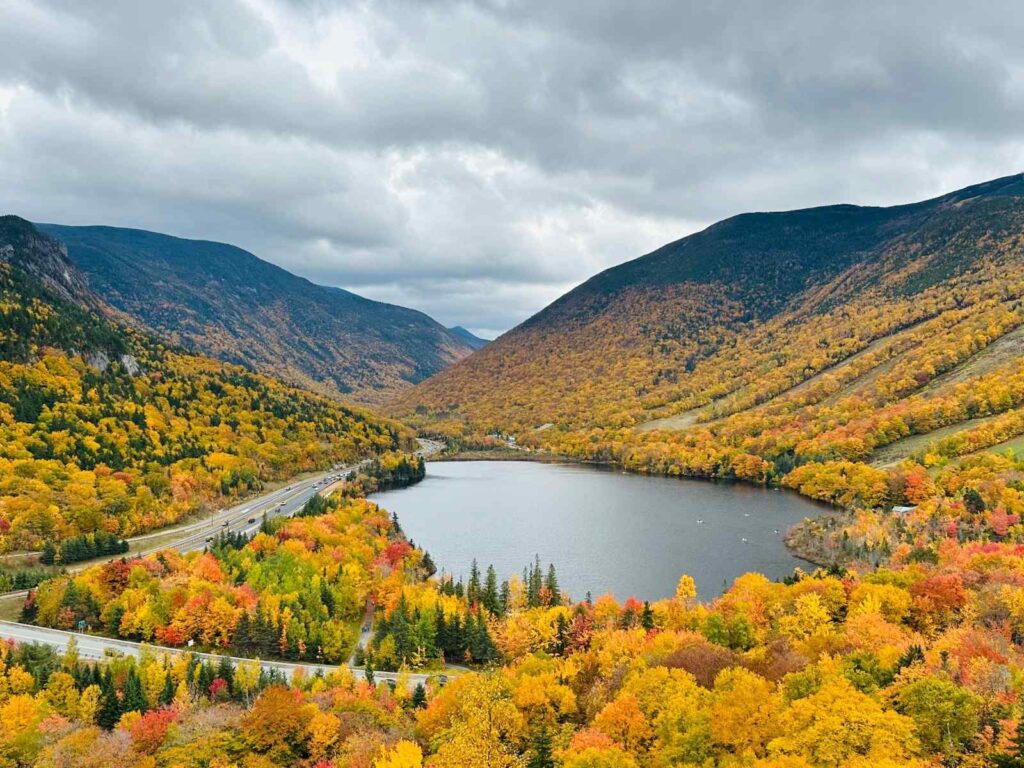 Charming New England town during fall in New Hampshire